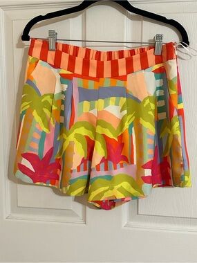 CROSBY by Mollie Burch Tropical Multicolor Shorts with Striped Waist